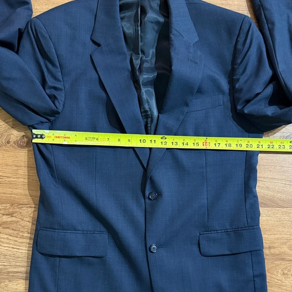 Jos.A.Bank Men Sz 42L Indigo Navy Two Button 100%‎ Wool Lined Blazer